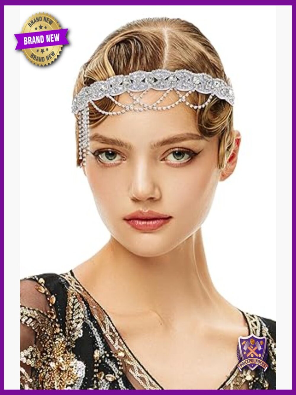 1920s Flapper Headpiece Roaring 20s Headband Chain Hair Accessory